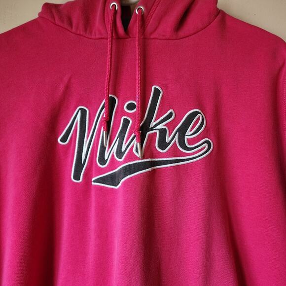 Nike Pullover Sweatshirt Womens Size Large Hoodie Spellout Pink Drawstring - Picture 3 of 9
